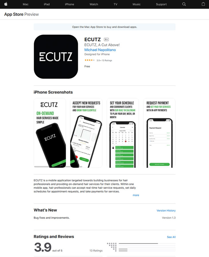 ecutz ios app